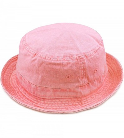 Bucket Hats 100% Cotton Canvas & Pigment Dyed Packable Summer Travel Bucket Hat - 2. Pigment - Light Pink - CY196EDCO9W $11.94