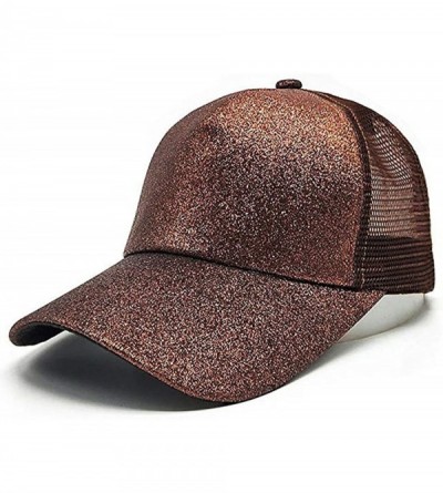 Baseball Caps Ponytail Cap Messy Trucker Adjustable Visor Baseball Cap Hat Unisex - Glitter Coffee - CG18EYIG6YE $14.45