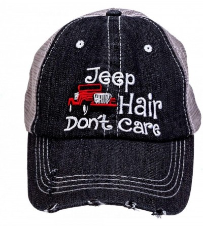Baseball Caps Womens Baseball Cap Distressed Vintage Unconstructed Embroidered Dad Hat - Jeep Hair Don't Care Red - C018UGCCH...