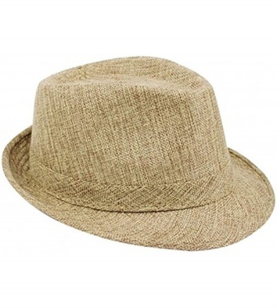 Fedoras Summer Linen Foldable Sun Panama Hat Fedoras Outdoor Travel Hats - Brown - CC184HN4DSG $18.31
