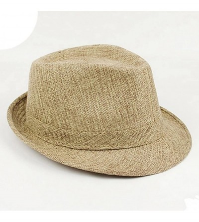 Fedoras Summer Linen Foldable Sun Panama Hat Fedoras Outdoor Travel Hats - Brown - CC184HN4DSG $16.59