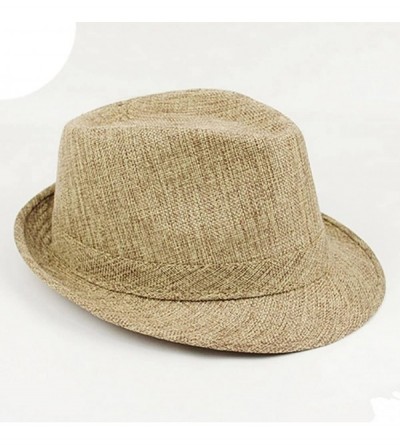 Fedoras Summer Linen Foldable Sun Panama Hat Fedoras Outdoor Travel Hats - Brown - CC184HN4DSG $7.32