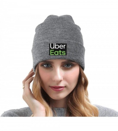 Skullies & Beanies Men Women's Knit Hat Uber-Eats- Style Warm Woolen Sport Skull Cap - Gray-41 - CJ18X4NZSQH $33.43
