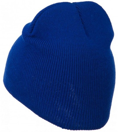 Skullies & Beanies Pink Ribbon Breast Cancer Embroidered Short Beanie - Royal - CK11M6L2JGL $27.49