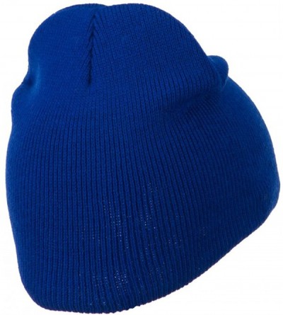 Skullies & Beanies Pink Ribbon Breast Cancer Embroidered Short Beanie - Royal - CK11M6L2JGL $27.49