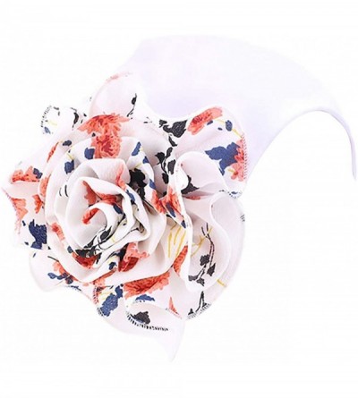 Skullies & Beanies Flower Turbans for Women Elastic Hair Wrap Pre-Tied Chemo Cap for Cancer Hair Loss - White - CA18WNMAMK2 $...