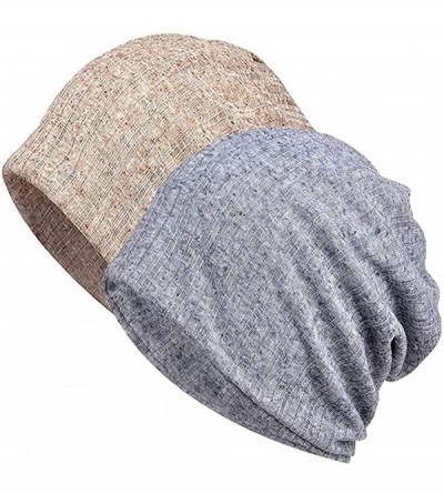 Skullies & Beanies Women Cotton Beanie Lace Soft Sleep Cap Slouchy Chemo Hats - Coffee and Grey - CH194R2LLO0 $27.01