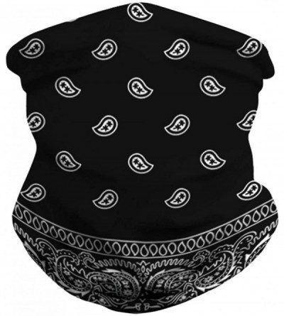 Balaclavas Bandana Face Mask Neck Gaiter- Unisex Scarf Mask Tube Multifunctional Headwear- Buff Face Mask - D-black-2 - CL198...