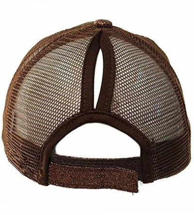 Baseball Caps Ponytail Cap Messy Trucker Adjustable Visor Baseball Cap Hat Unisex - Glitter Coffee - CG18EYIG6YE $14.45