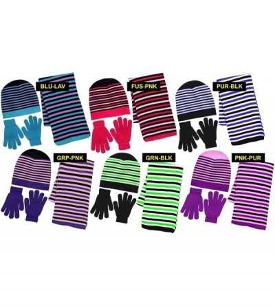 Skullies & Beanies Girls 3 Piece Knit Hat- Scarf & Gloves Set a Winter Accessories for Girls - Grape-pink - CK18HU5HEIO $9.91