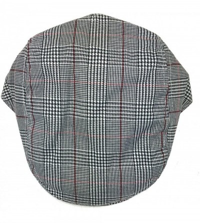 Newsboy Caps Men's Classic Herringbone Tweed Wool Blend Newsboy Ivy Hat - Grey-red Plaid - C018E92MNDC $8.26
