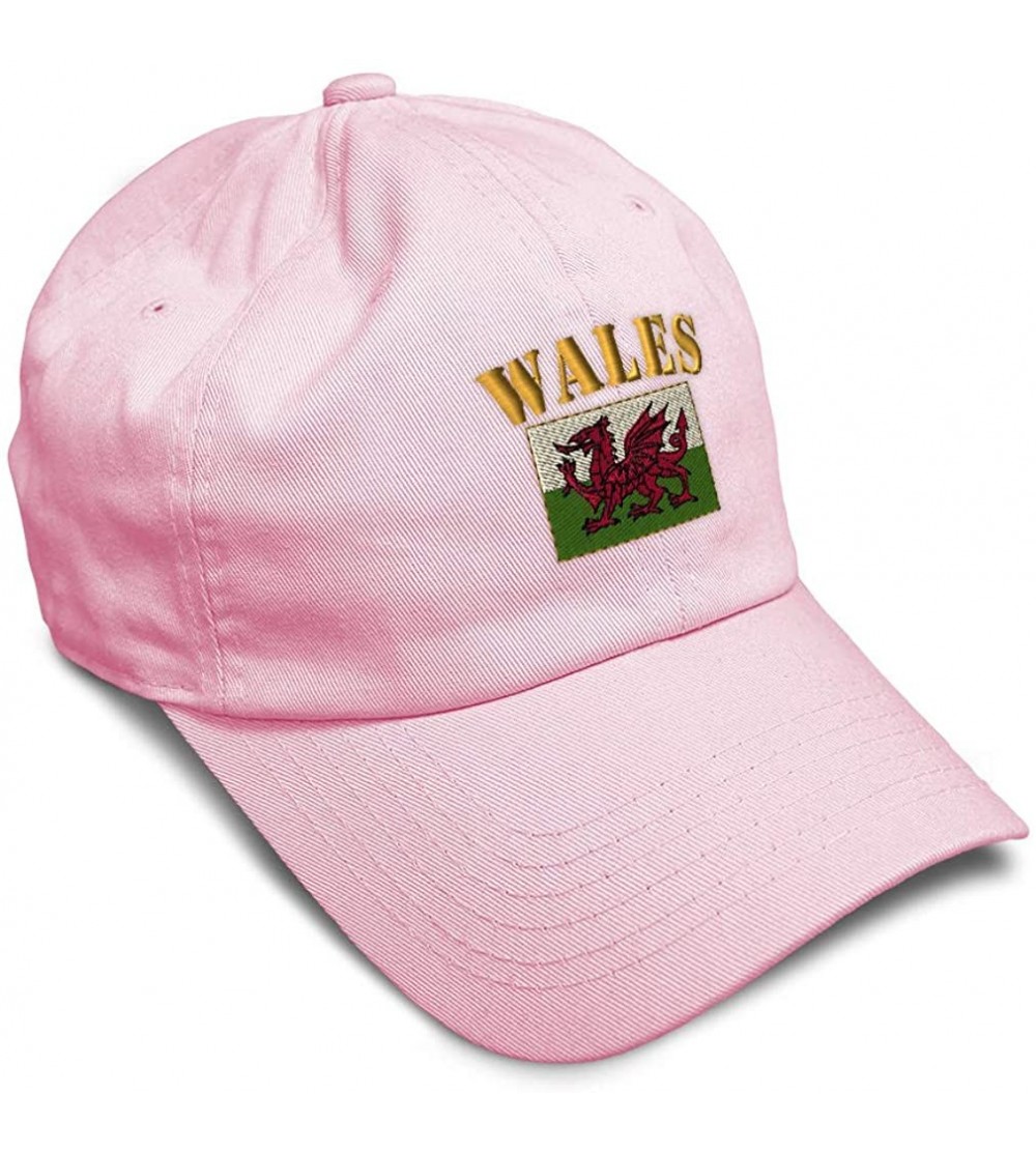 Baseball Caps Soft Baseball Cap Wales Flag Embroidery Dad Hats for Men & Women Buckle Closure - Soft Pink - CO18YMDG7N7 $16.19