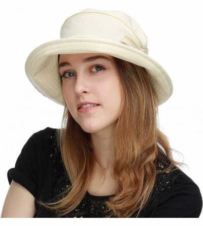 Sun Hats Light Weight Packable Women's Wide Brim Sun Bucket Hat - Perrine-cream - CE18GQQ9T3Y $31.71