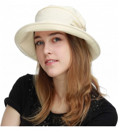 Sun Hats Light Weight Packable Women's Wide Brim Sun Bucket Hat - Perrine-cream - CE18GQQ9T3Y $15.22