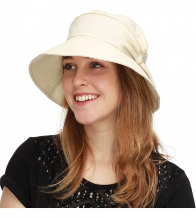 Sun Hats Light Weight Packable Women's Wide Brim Sun Bucket Hat - Perrine-cream - CE18GQQ9T3Y $15.22