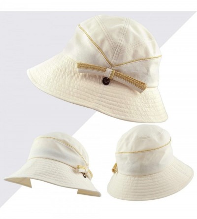 Sun Hats Light Weight Packable Women's Wide Brim Sun Bucket Hat - Perrine-cream - CE18GQQ9T3Y $15.22