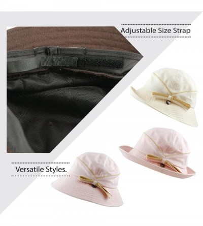 Sun Hats Light Weight Packable Women's Wide Brim Sun Bucket Hat - Perrine-cream - CE18GQQ9T3Y $15.22