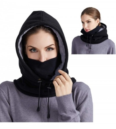 Balaclavas Balaclava Face Mask Windproof Outdoor Sports Mask for Winter Thermal Fleece Hood for Men and Women - Black - CG18Y...