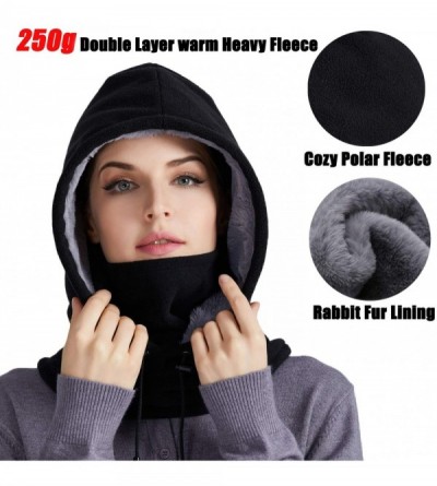 Balaclavas Balaclava Face Mask Windproof Outdoor Sports Mask for Winter Thermal Fleece Hood for Men and Women - Black - CG18Y...