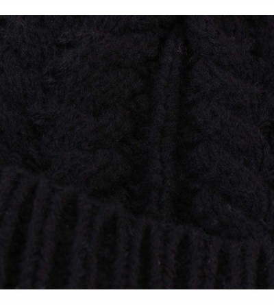 Skullies & Beanies Women Baby Kid Warm Winter Knit Wool Beanie Fur Pom Bobble Hat Crochet Cap - Black - C8192463HM3 $9.33