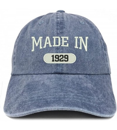 Baseball Caps Made in 1929 Embroidered 91st Birthday Washed Baseball Cap - Navy - C218C7I7QGG $21.77