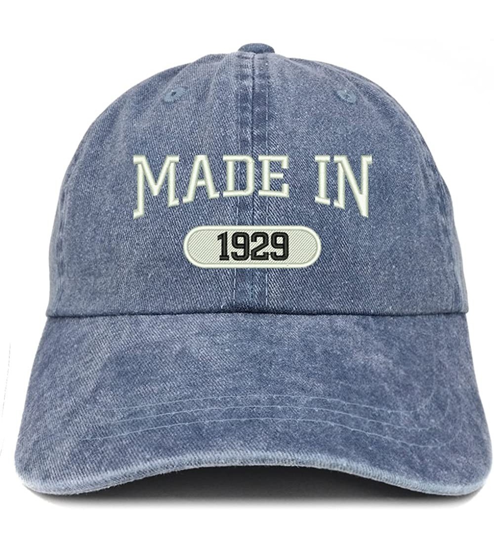 Baseball Caps Made in 1929 Embroidered 91st Birthday Washed Baseball Cap - Navy - C218C7I7QGG $21.77