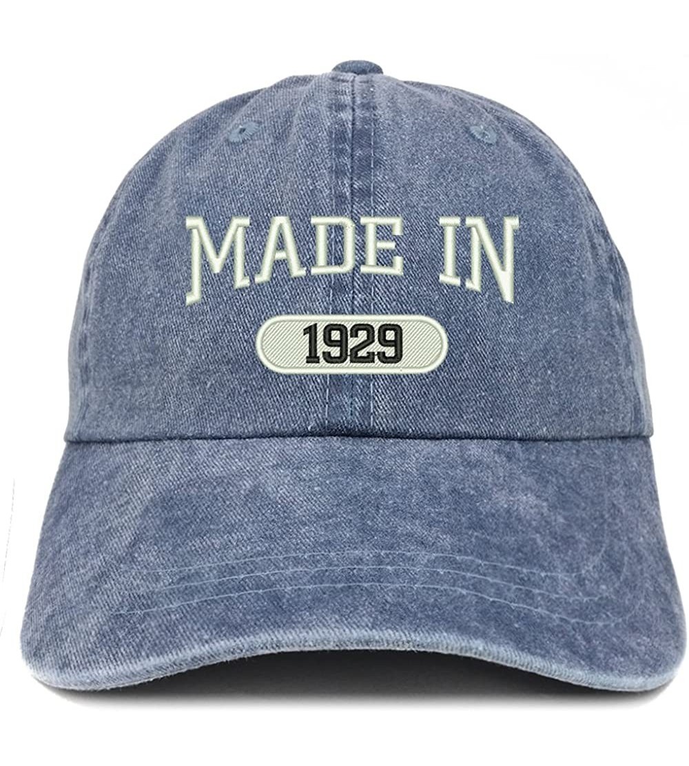 Baseball Caps Made in 1929 Embroidered 91st Birthday Washed Baseball Cap - Navy - C218C7I7QGG $21.77