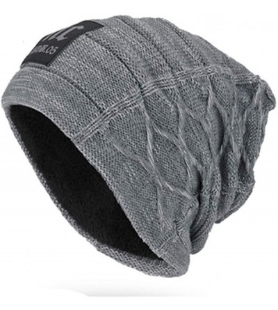 Skullies & Beanies Hat Scarf Set Winter Beanie Warm Knit Hat Fleece Lined Scarf Warm Winter Hat for Men & Women - Gray 2 - CN...