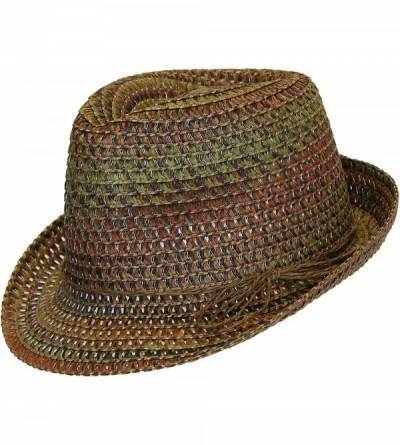 Fedoras Boho Festival Straw Fedora Sun Hat in Olive- Brown and Rust Earth Tones- One Size - CU12E07A53V $17.42