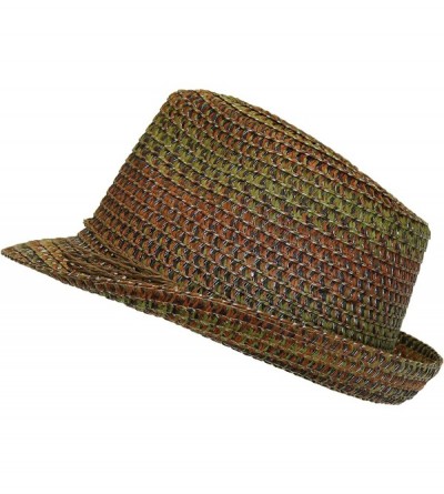 Fedoras Boho Festival Straw Fedora Sun Hat in Olive- Brown and Rust Earth Tones- One Size - CU12E07A53V $17.42