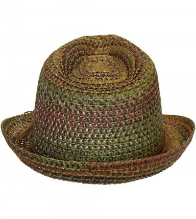 Fedoras Boho Festival Straw Fedora Sun Hat in Olive- Brown and Rust Earth Tones- One Size - CU12E07A53V $17.42