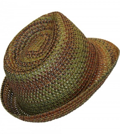 Fedoras Boho Festival Straw Fedora Sun Hat in Olive- Brown and Rust Earth Tones- One Size - CU12E07A53V $17.42