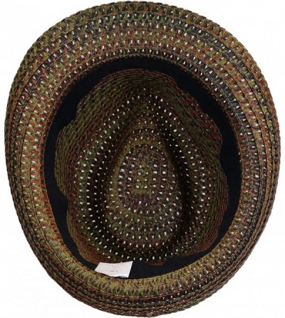 Fedoras Boho Festival Straw Fedora Sun Hat in Olive- Brown and Rust Earth Tones- One Size - CU12E07A53V $17.42