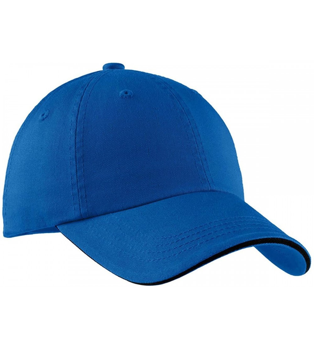 Baseball Caps Sandwich Bill Cap with Striped Closure. C830 - Royal/ Black - CS1123HLYZ5 $11.75