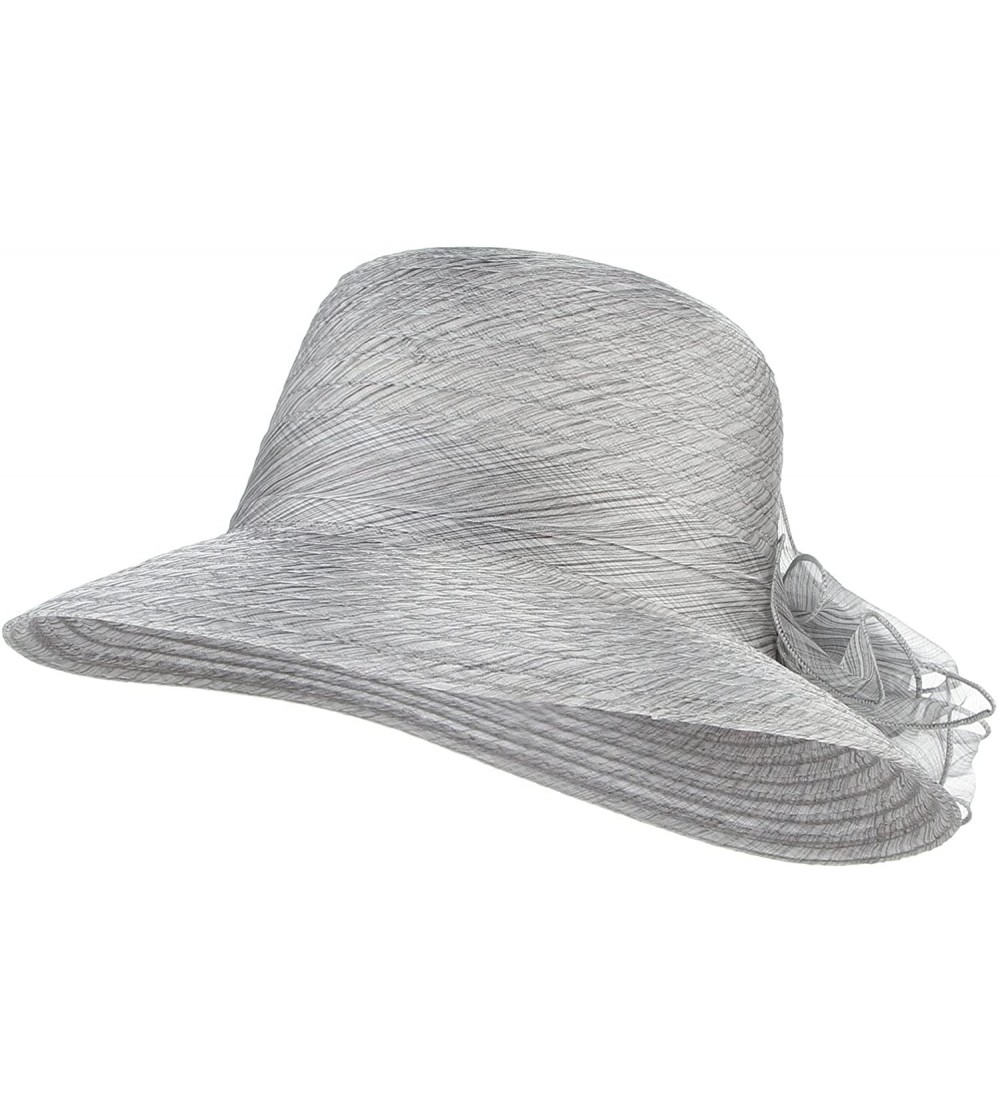 Fedoras Womens Summer Organza Hat Flower Sun Hat Derby Tea Party - Light Grey - CN184WL5O74 $9.08