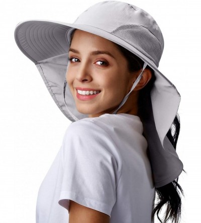 Sun Hats Womens Sun hat Wide Brim Safari Fishing Hat with Large Neck Flap Hiking Hats for Women - Grey - CL18SRTR30E $35.39