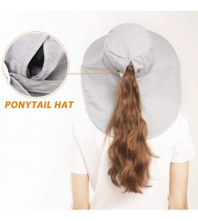 Sun Hats Womens Sun hat Wide Brim Safari Fishing Hat with Large Neck Flap Hiking Hats for Women - Grey - CL18SRTR30E $13.79