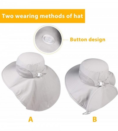 Sun Hats Womens Sun hat Wide Brim Safari Fishing Hat with Large Neck Flap Hiking Hats for Women - Grey - CL18SRTR30E $13.79