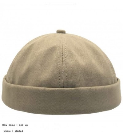 Skullies & Beanies Brimless Watch Cap Rolled Cuff Harbour Hat Retro Strapback Docker Leon Cap - Ct08-khaki - CJ18L9MZ7WY $15.36