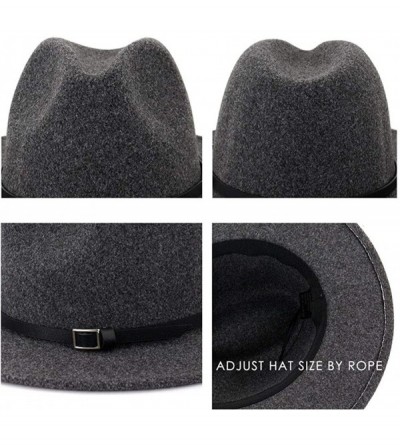 Fedoras Womens Classic Wool Fedora with Belt Buckle Wide Brim Panama Hat - A-oatmeal - CI18YC6EEXS $15.46