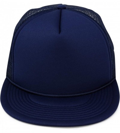 Baseball Caps Flat Billed Trucker Hat Mesh Back S M L Adjustable Cap Solid Two Toned Snapback - Navy Blue - CY11JF2NMC9 $20.11