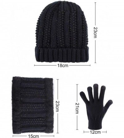 Skullies & Beanies 4 Pieces Ski Warm Set Includes Winter Hat Scarf Warmer Gloves Winter Outdoor Earmuffs for Adults Kids (Set...