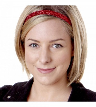 Headbands Women's Adjustable NO Slip Skinny Bling Glitter Headband - Red - CS11VD0792F $10.56