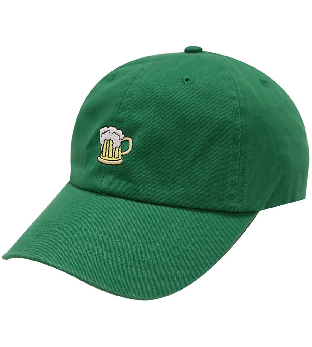 Baseball Caps Beer Small Embroidery Cotton Baseball Cap Multi Colors - Kelly Green - CB182ZWZ5DD $14.83