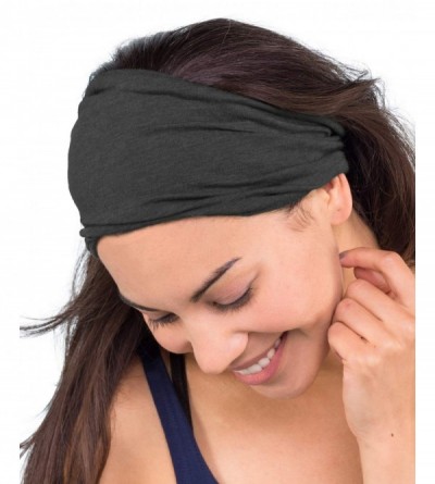 Headbands Soul Flower Women's Boho Headband- Organic Cotton Stretchy Wide Half Bandeau Accessory- Made in the USA (Black) - C...