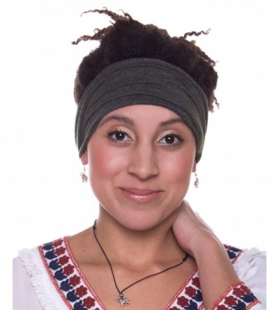 Headbands Soul Flower Women's Boho Headband- Organic Cotton Stretchy Wide Half Bandeau Accessory- Made in the USA (Black) - C...