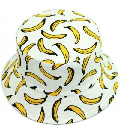 Bucket Hats Unisex Fruit Printed Dual Use Bucket Hat Fisherman Hat Sun Visor Hat for Summer Beach Banana White - Banana White...