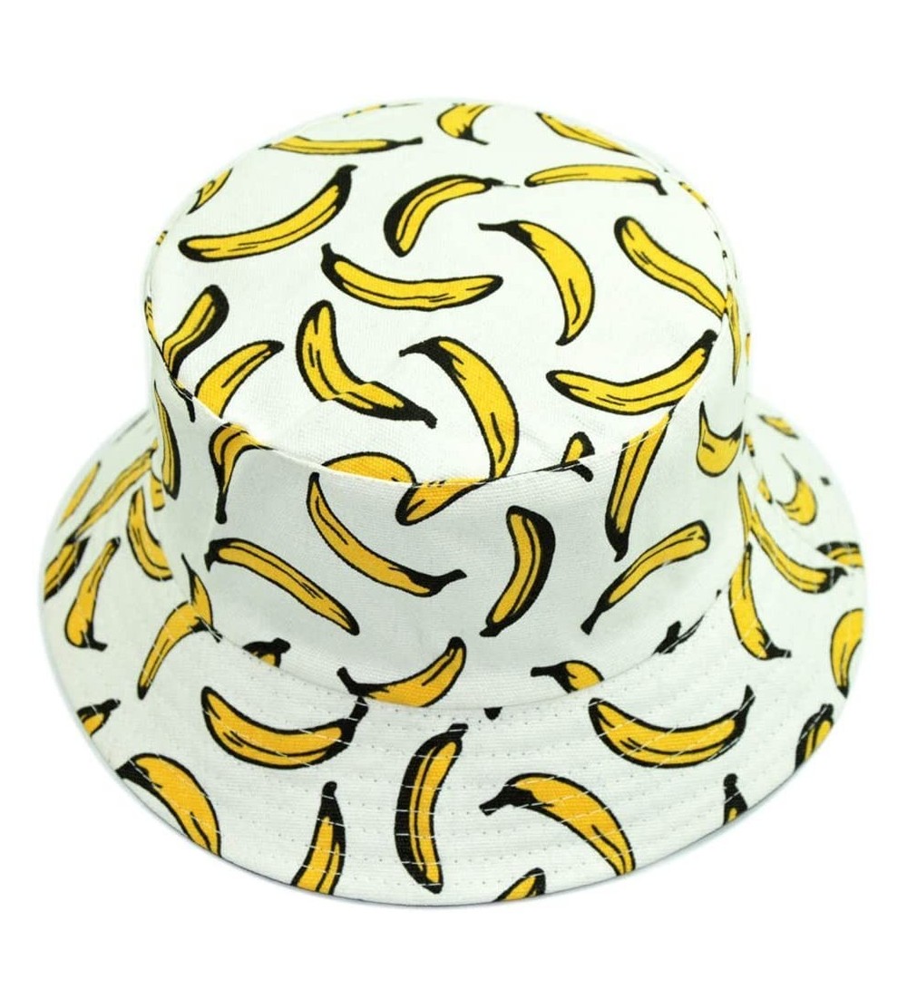 Bucket Hats Unisex Fruit Printed Dual Use Bucket Hat Fisherman Hat Sun Visor Hat for Summer Beach Banana White - Banana White...