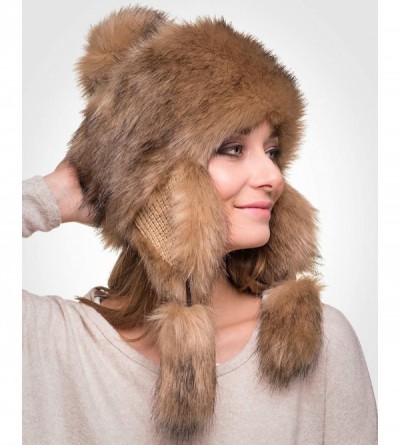 Bomber Hats Faux Fur Trapper Hat for Women - Fun- Warm & Different Russian Fur Hat - Beige Fox - CT11HBFLEJF $26.85