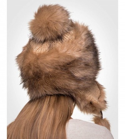 Bomber Hats Faux Fur Trapper Hat for Women - Fun- Warm & Different Russian Fur Hat - Beige Fox - CT11HBFLEJF $52.48